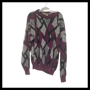 Le Tigre Sz XL Vintage 80s Mens  Sweater Pullover Geometric Mens Made in USA Y2K